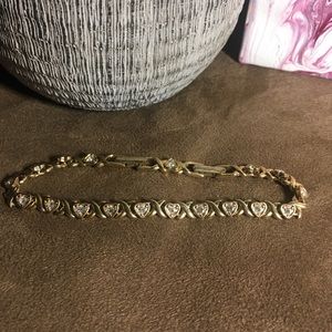 Vintage Gold Heart Gem Bracelet